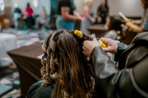 hair being curled for awards dinner 