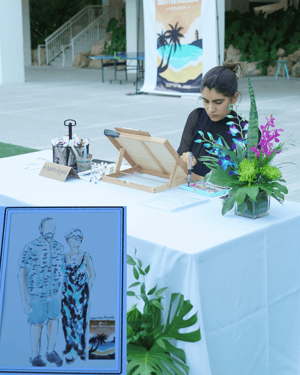 an artist painting an attendee during an event
