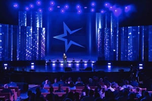 group of attendees watching a sales kickoff