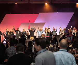 a group of attendees at a sales kickoff