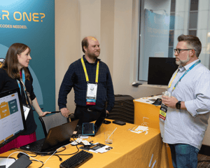 trade show attendees networking