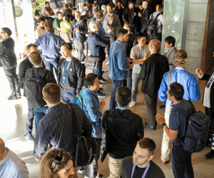 group of attendees networking during a user conference